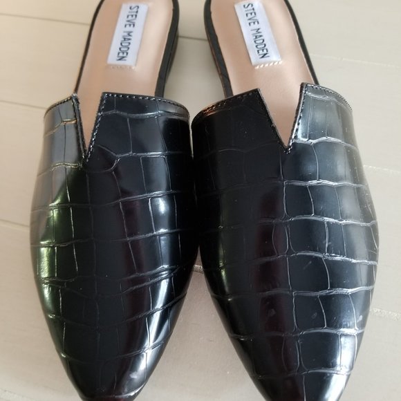 Steve Madden Ally/Ally Pointed Toe Black Mules Slip ons Size 8M - Picture 3 of 5